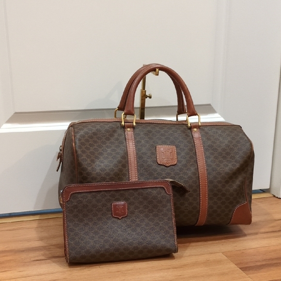 Celine Macadam Travel Boston Bag And Pouch Combo 17 In (42cm) CALLOUTS - Picture 1 of 17